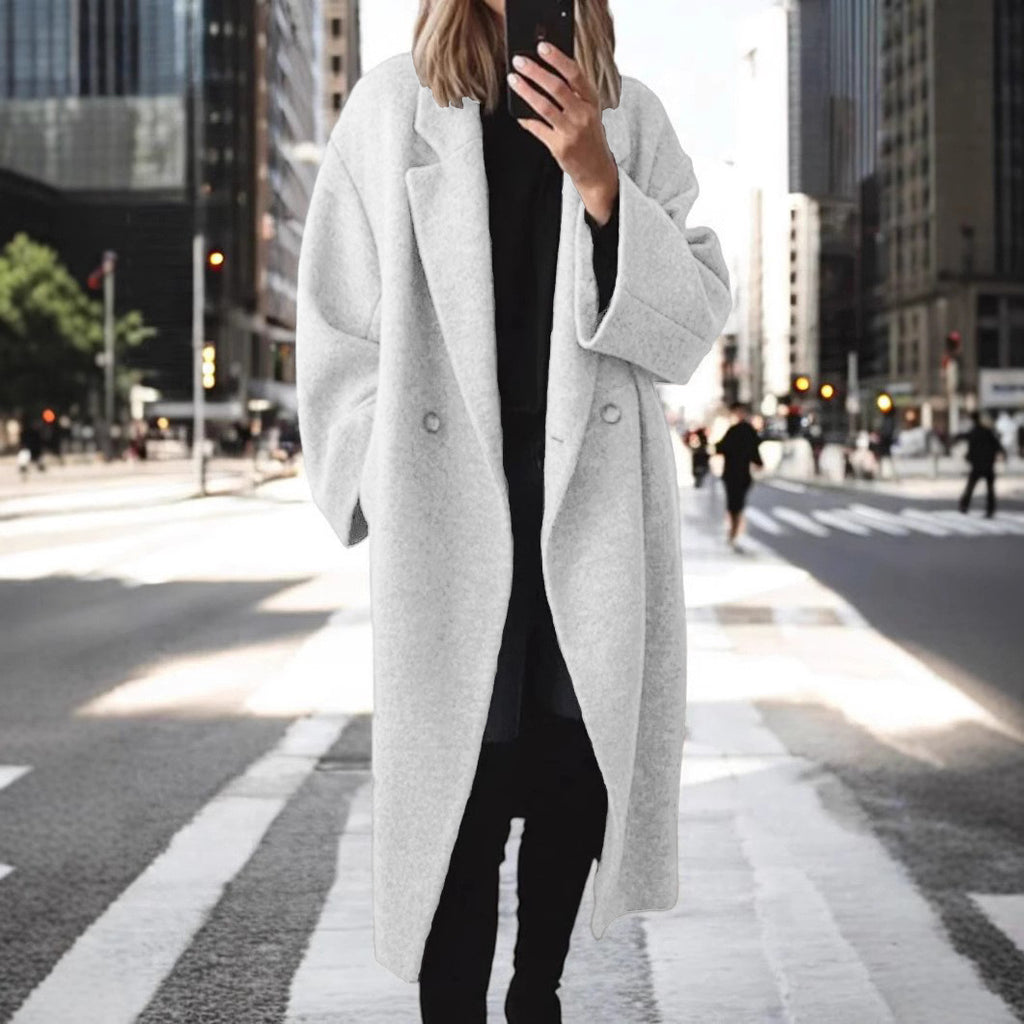Chic Wool Long Trench Coat for Women Outerwear