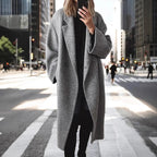 Chic Wool Long Trench Coat for Women Outerwear